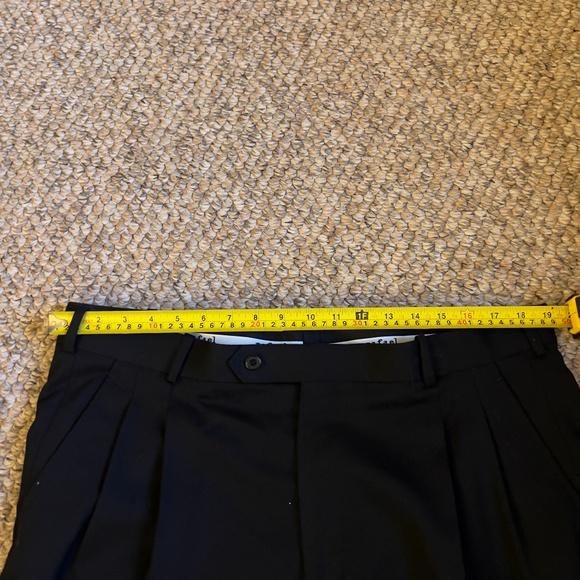 Rafael Mens Classic Fit Solid Black Flat Wool Dress Pants - Picture 6 of 7